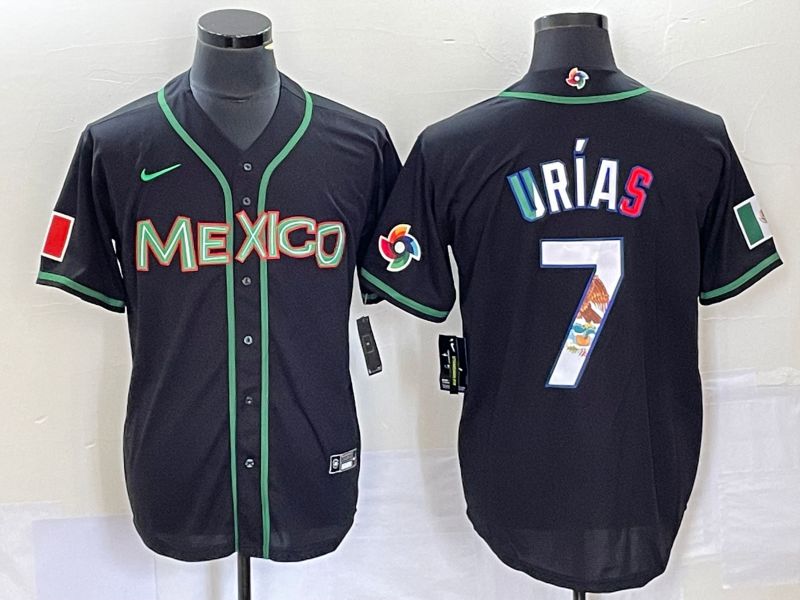 Men 2023 World Cub Mexico #7 Urias Black white Nike MLB Jersey14->more jerseys->MLB Jersey